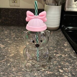 Pink Bow Bear Shaped Party Cup